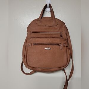 Multisac Brown Faux Leather Backpack Purse
